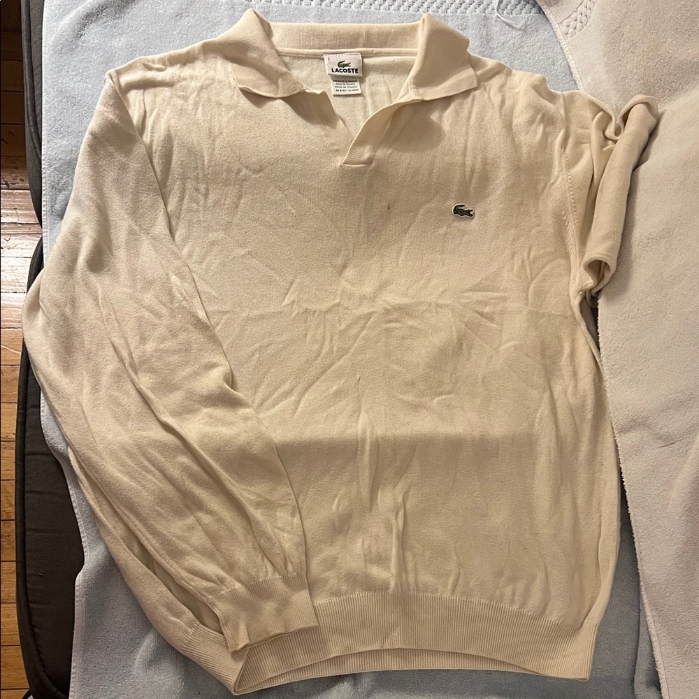 Lacoste Off-White Long Sleeve Polo